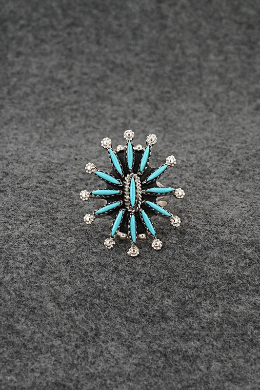 Turquoise & Sterling Silver Ring - Jack Etsate - Size 7