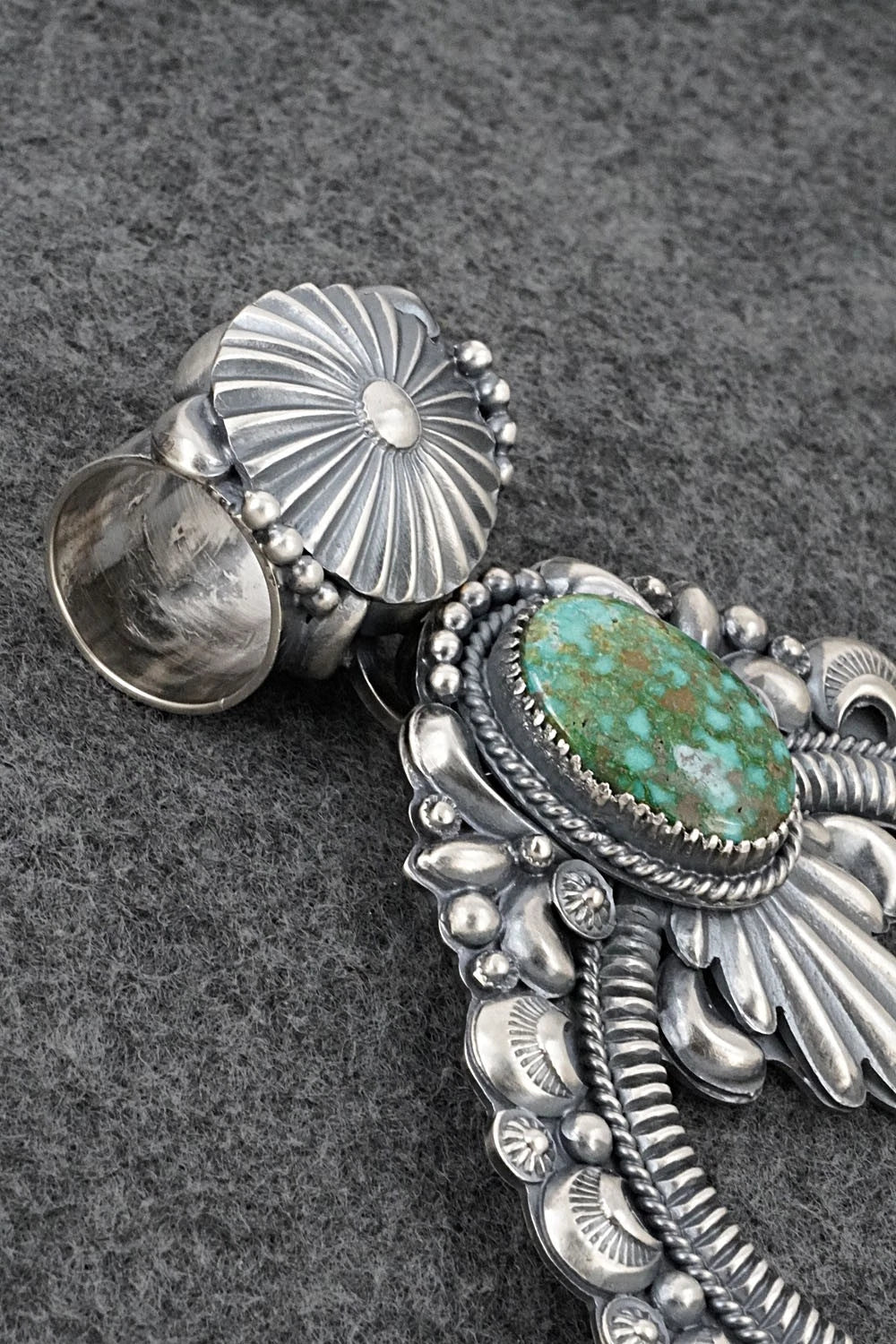 Turquoise & Sterling Silver Naja Pendant - Delbert Gordon