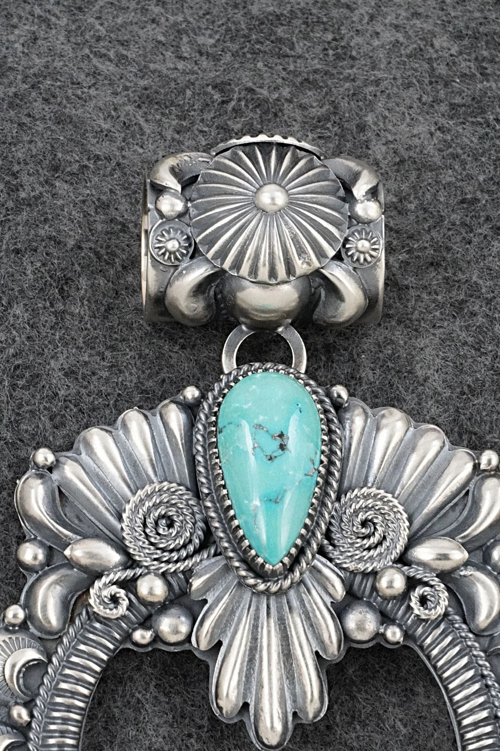 Turquoise & Sterling Silver Naja Pendant - Delbert Gordon