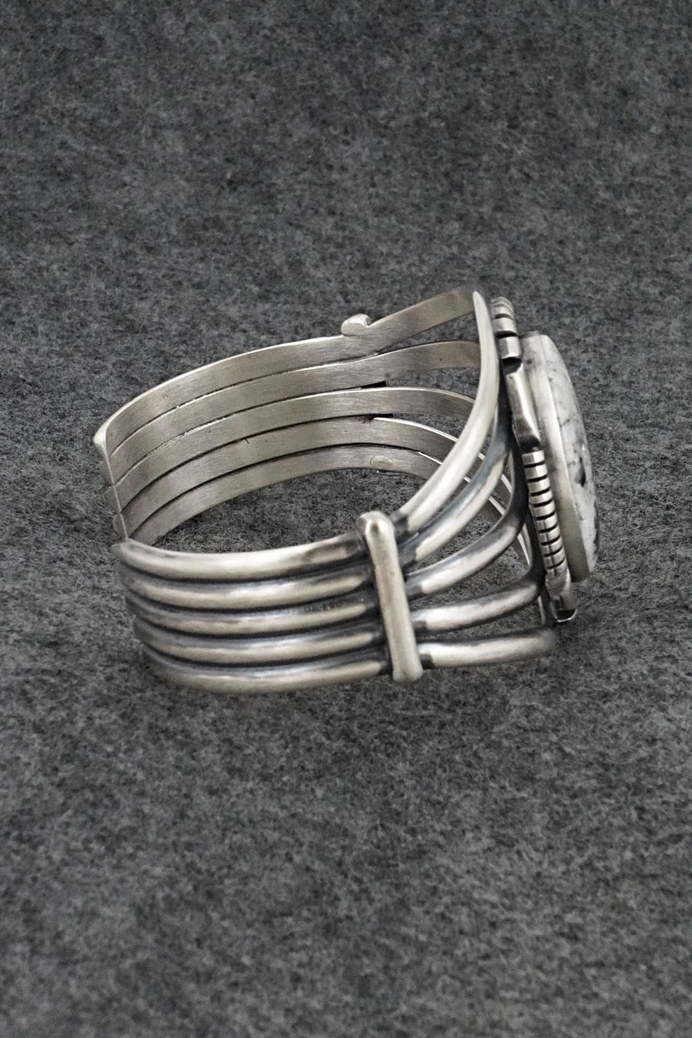 White Buffalo & Sterling Silver Bracelet - Mark Yazzie