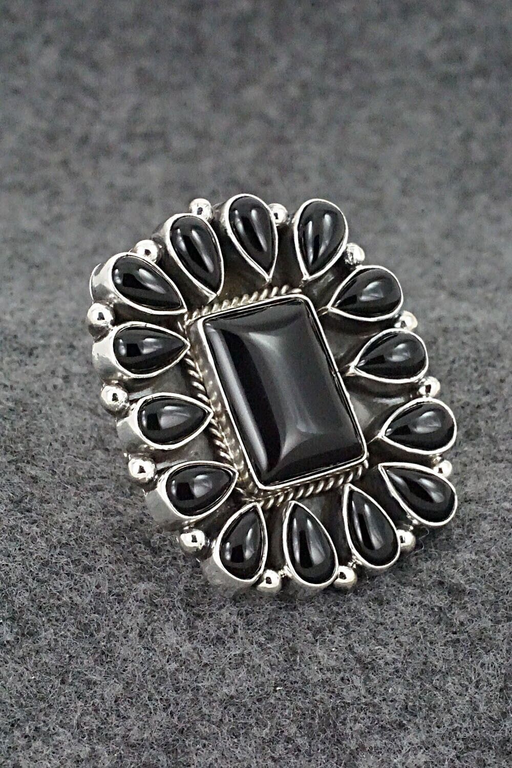 Onyx & Sterling Silver Ring - Verley Betone - Size 7.5