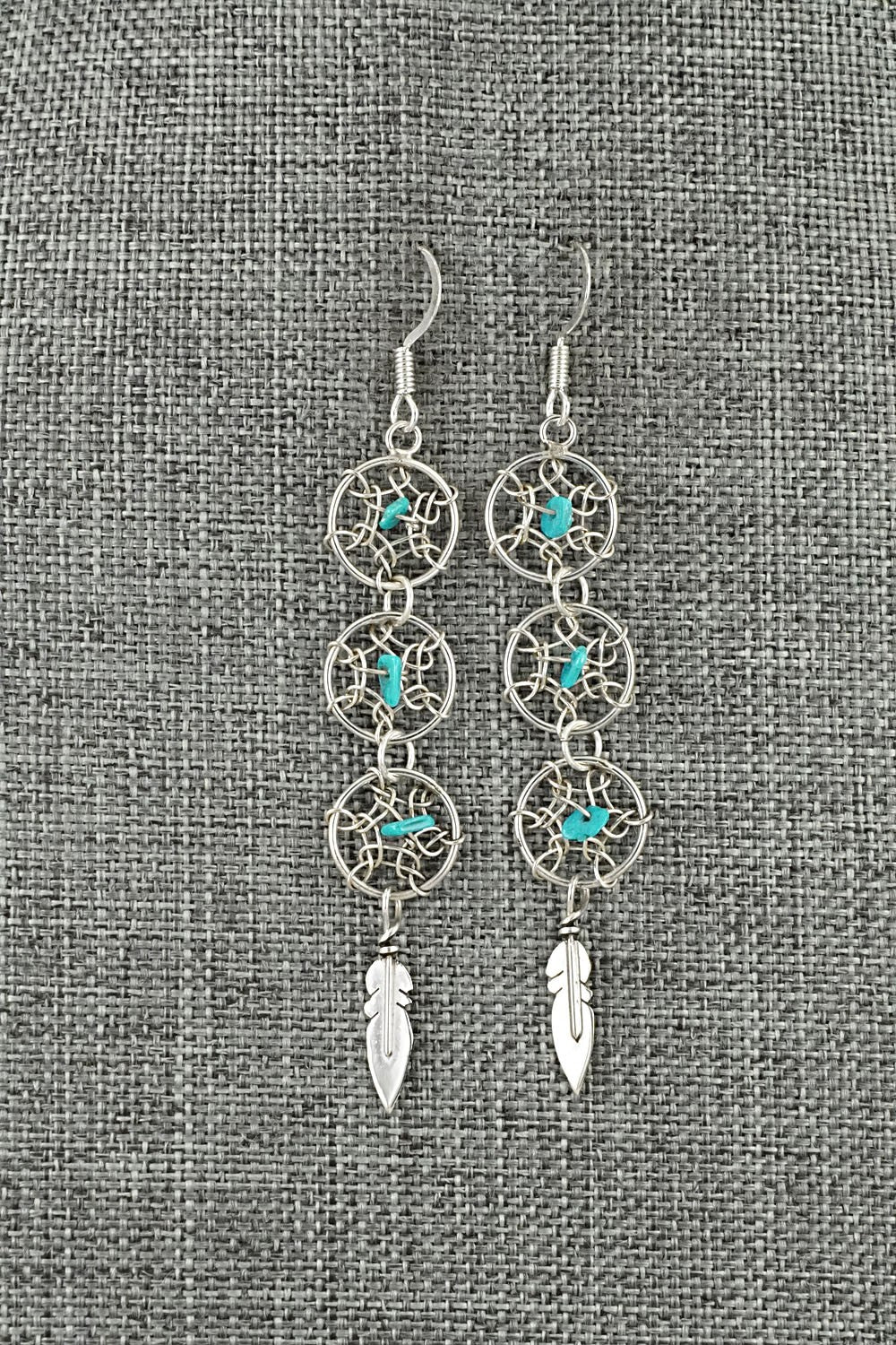 Turquoise & Sterling Silver Earrings - Lorenzo Arviso Jr.