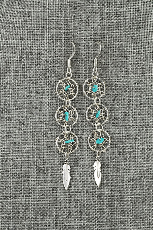 Turquoise & Sterling Silver Earrings - Lorenzo Arviso Jr.