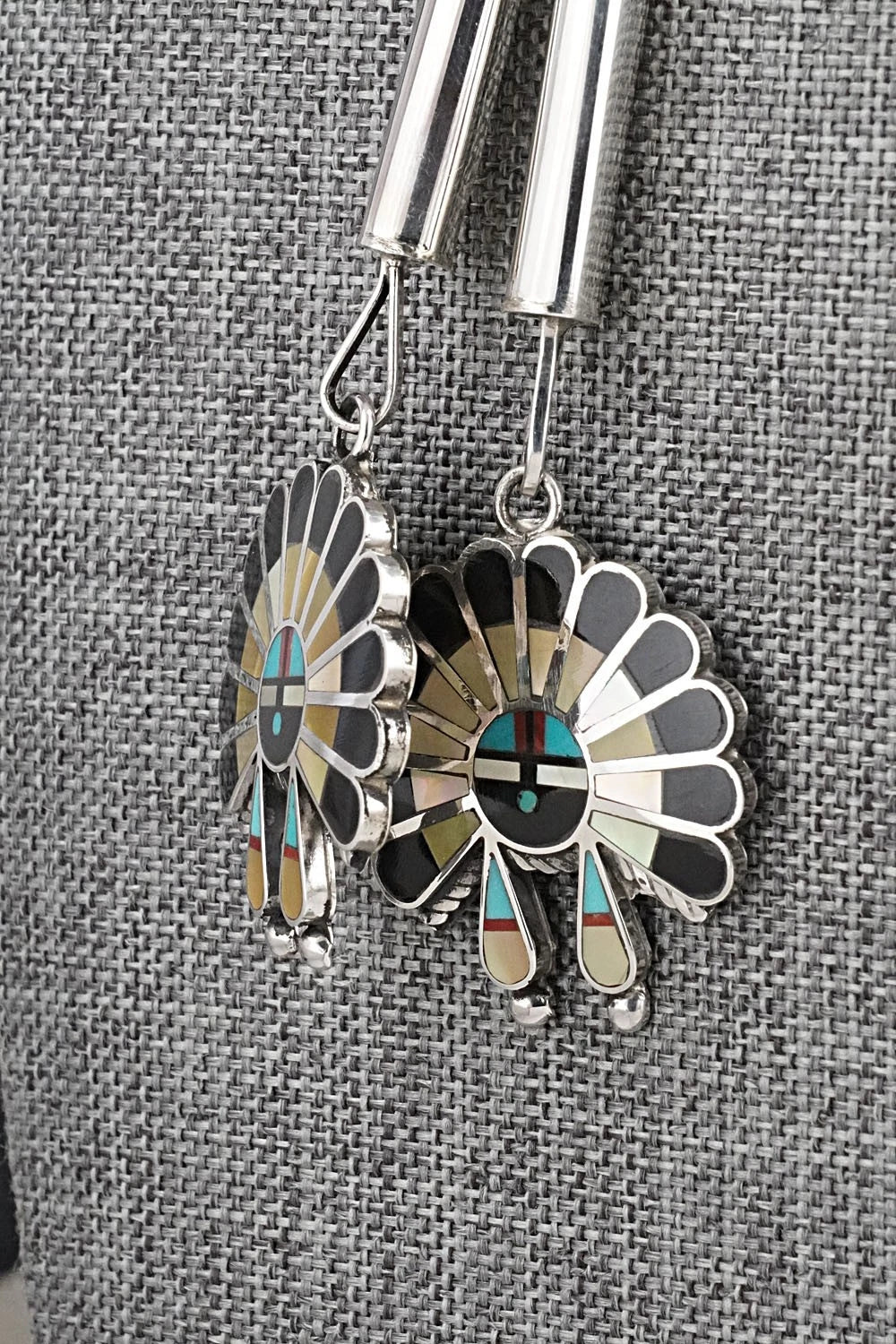 Multi-Stone & Sterling Silver Inlay Bolo Tie - April Unkestine