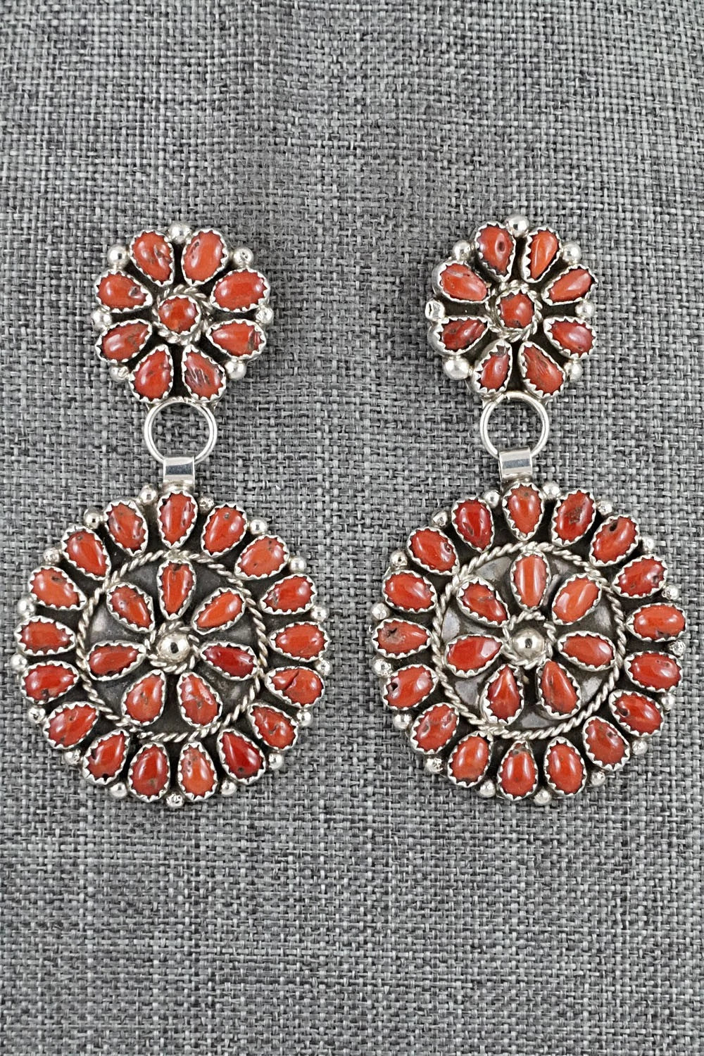 Coral & Sterling Silver Earrings - Eunice Wilson