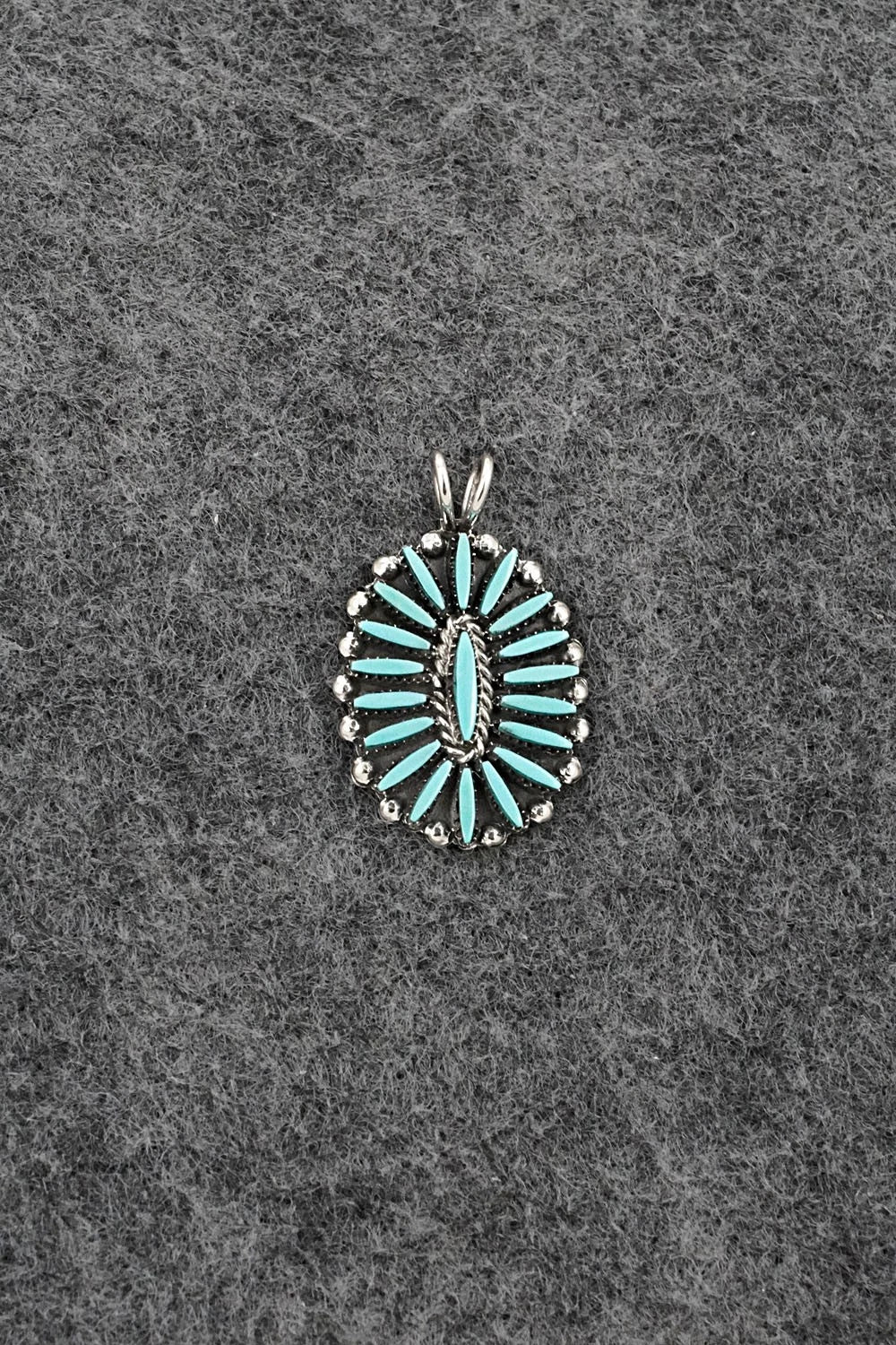 Turquoise & Sterling Silver Pendant - Fritzon Owaleon
