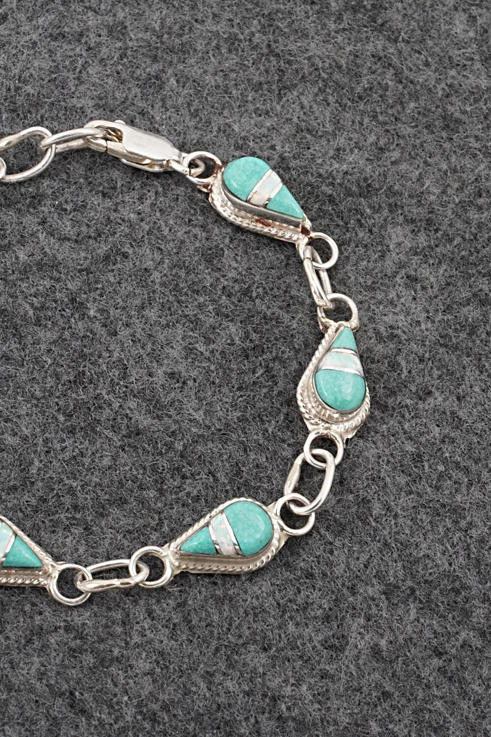 Turquoise, Opalite & Sterling Silver Link Bracelet - Terrance Panteah