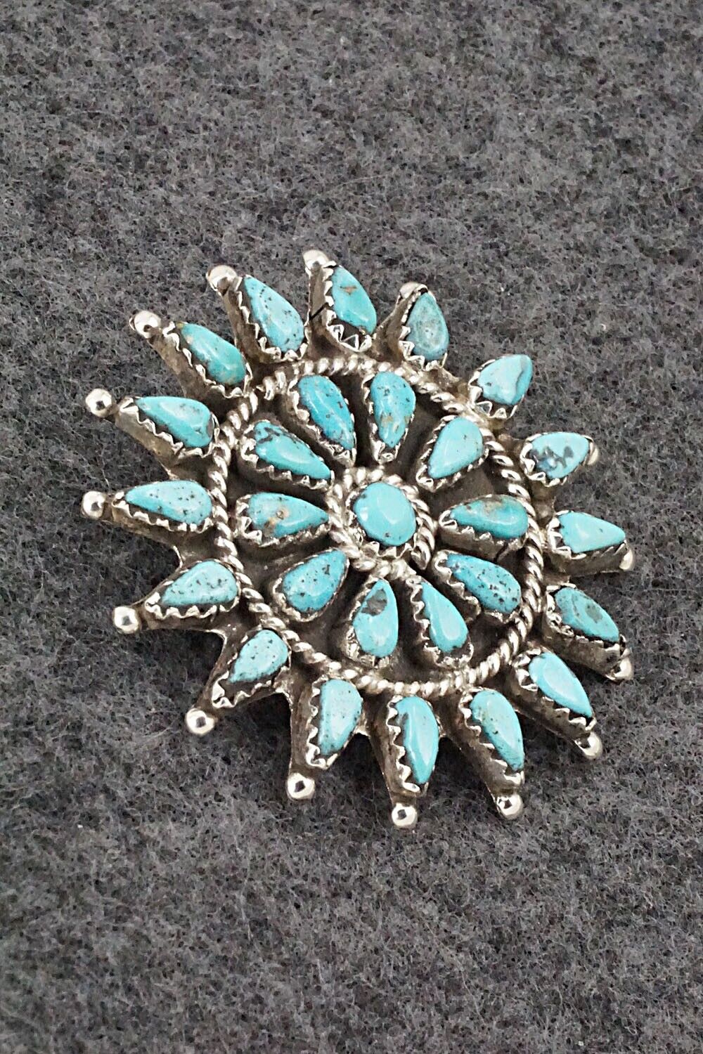 Turquoise & Sterling Silver Pendant/Pin - George Gasper