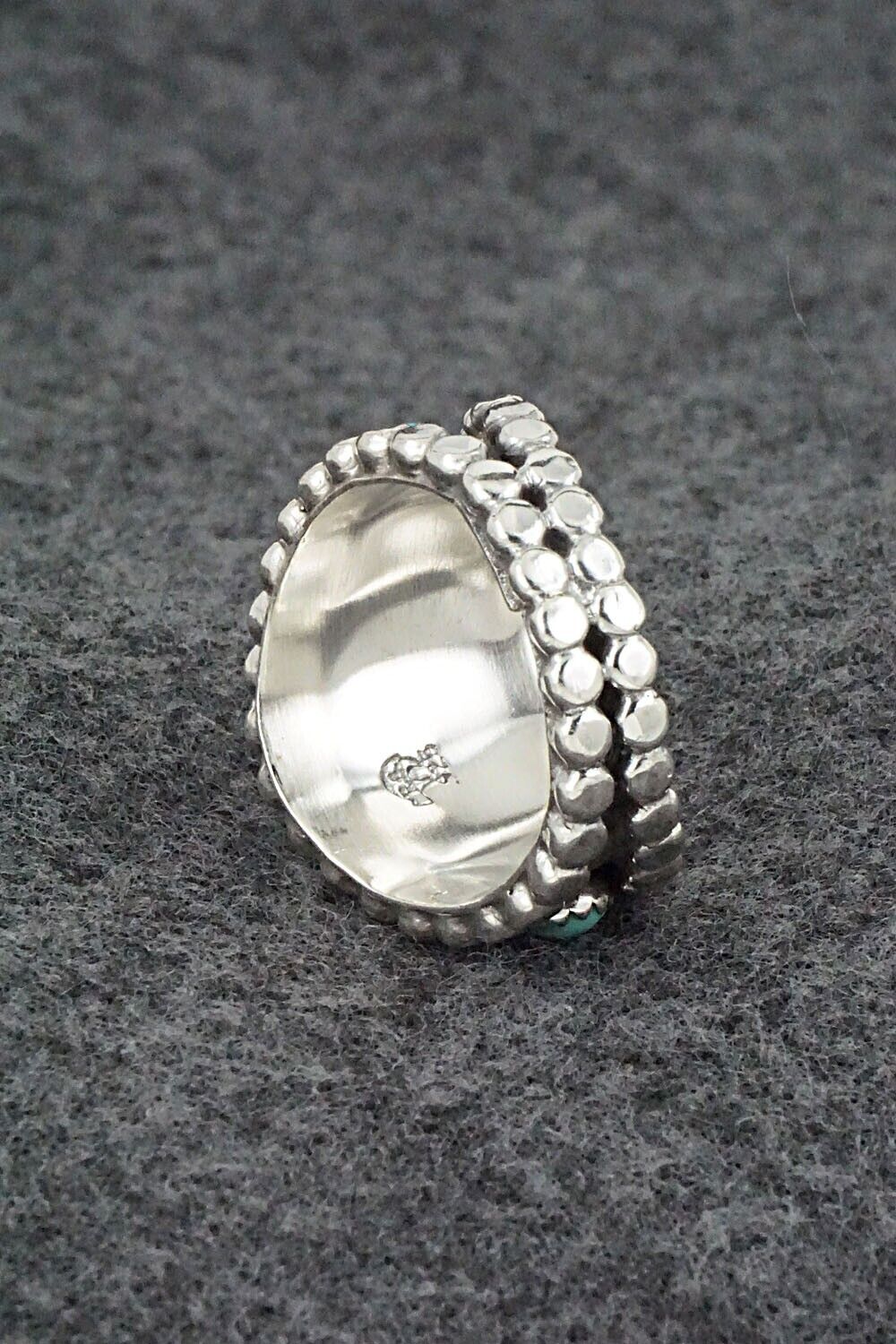 Turquoise & Sterling Silver Ring - Kenny Lonjose - Size 9
