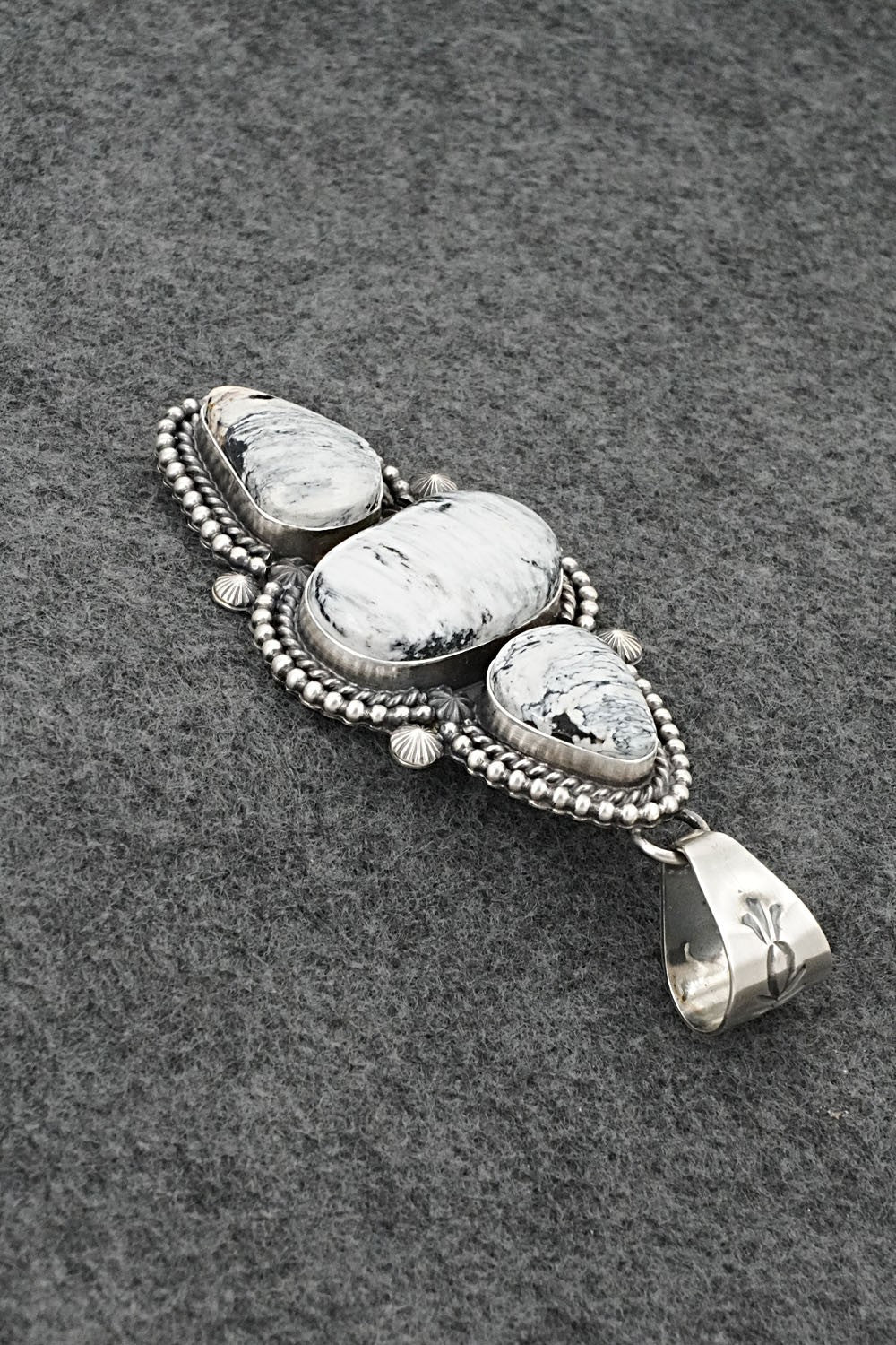 White Buffalo & Sterling Silver Pendant - Raymond Delgarito