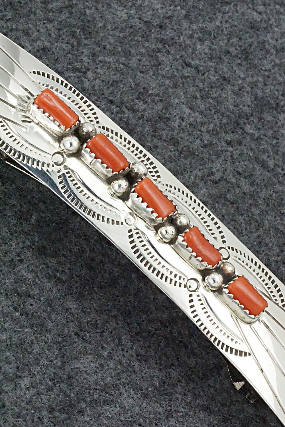 Coral & Sterling Silver Hair Barrette - Jolene Begay