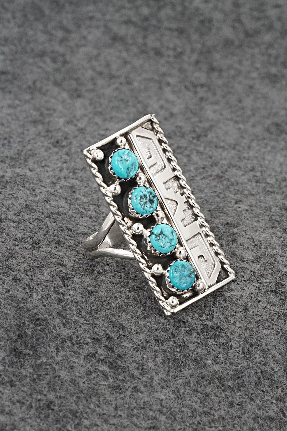 Turquoise & Sterling Silver Ring - Ronnie Spencer - Size 8.5