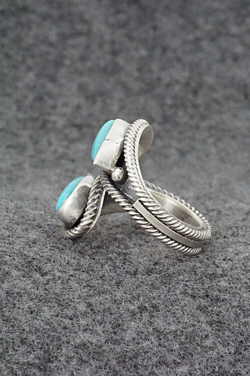 Turquoise & Sterling Silver Ring - Kenny Lonjose - Size 6.5