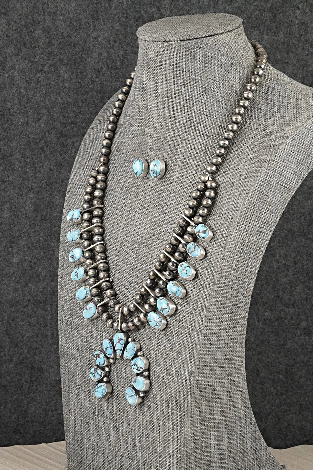 Turquoise & Sterling Silver Squash Blossom Set - Darrin Livingston