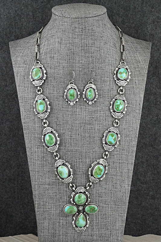 Turquoise & Sterling Silver Necklace and Earrings Set - Jackson Hoskie