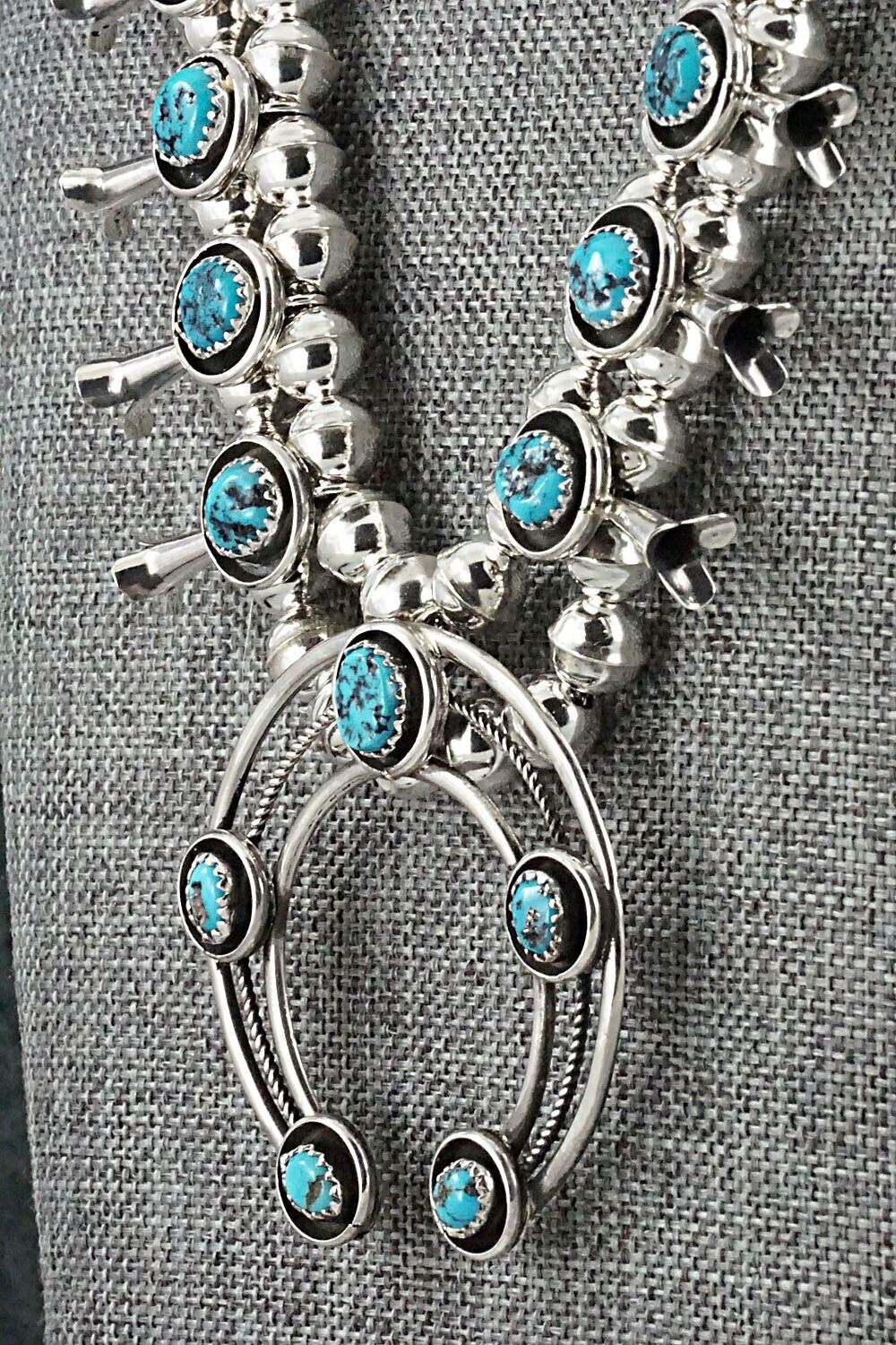 Turquoise & Sterling Silver Squash Blossom Set - Phil Garcia