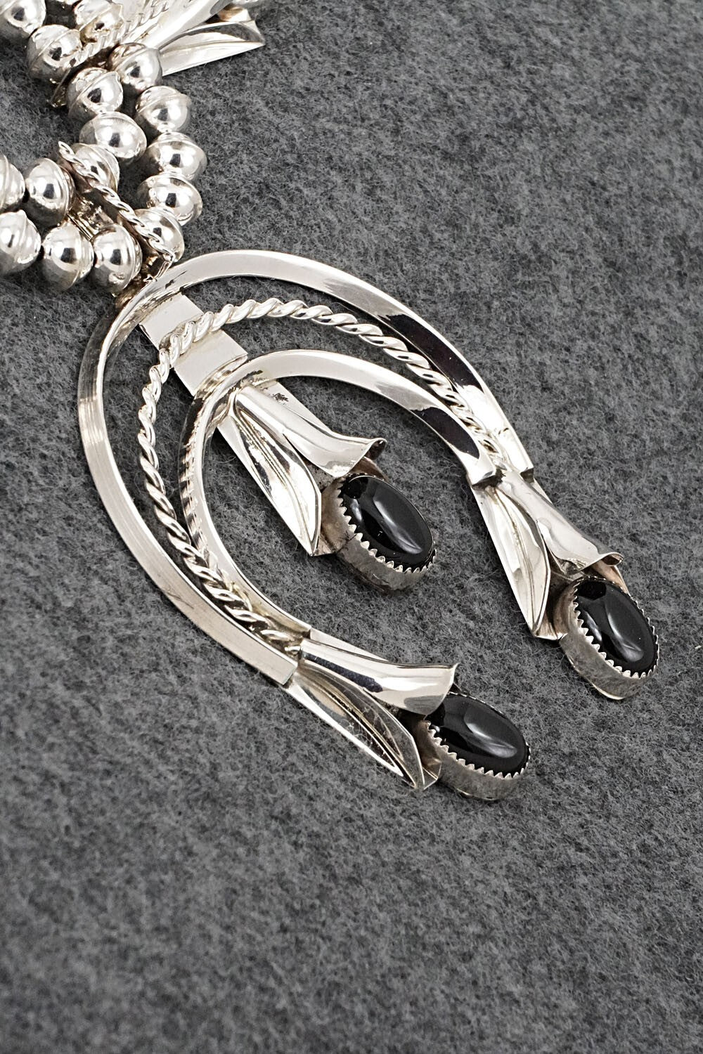 Onyx & Sterling Silver Squash Blossom Set - Louise Yazzie