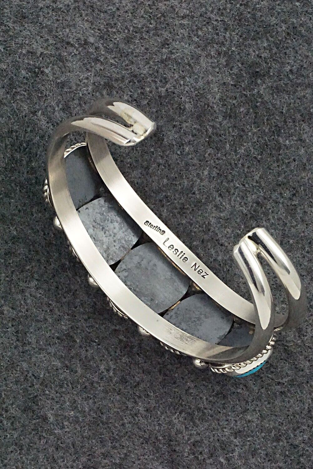 Turquoise & Sterling Silver Bracelet - Leslie Nez