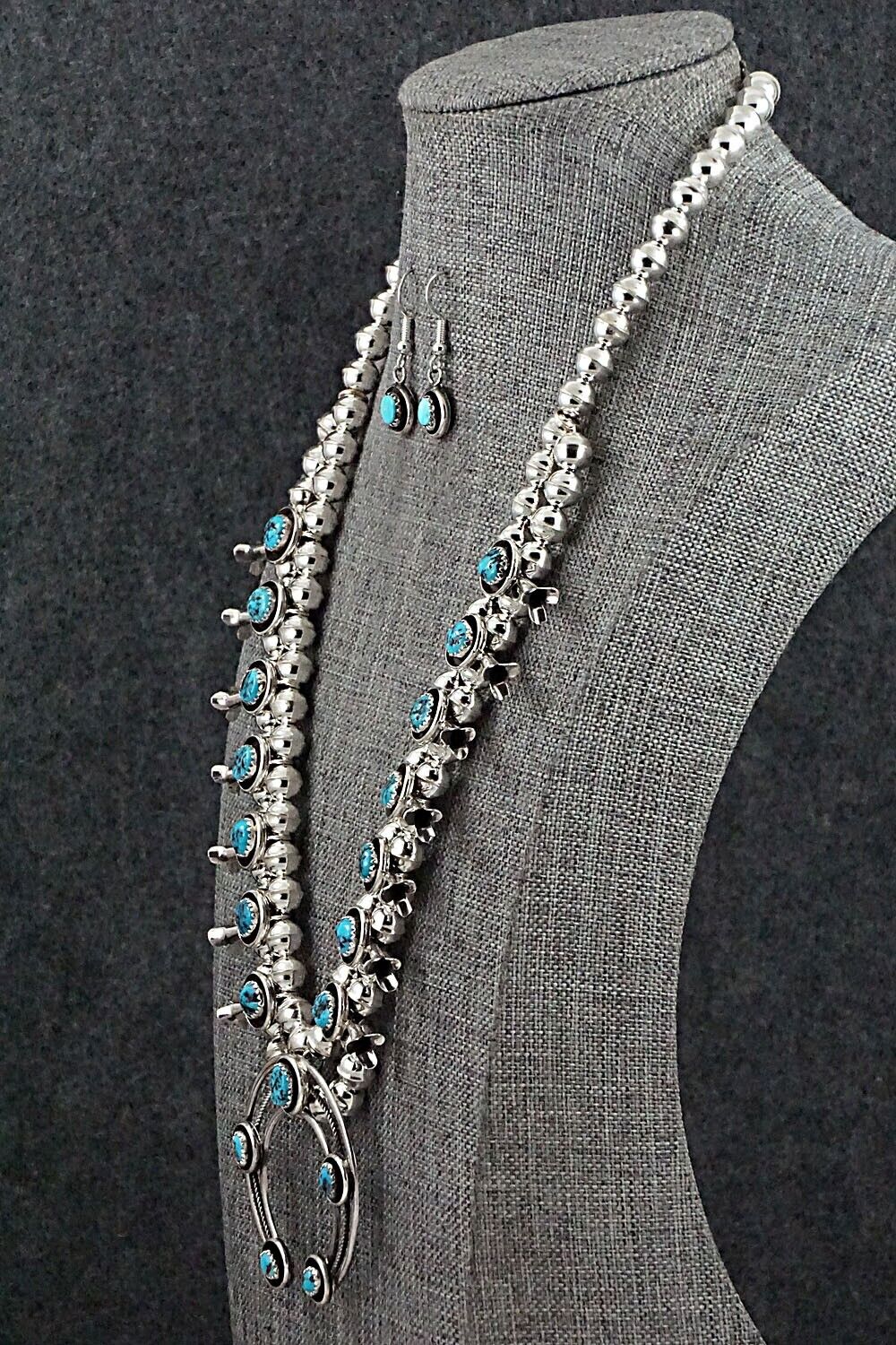 Turquoise & Sterling Silver Squash Blossom Set - Phil Garcia