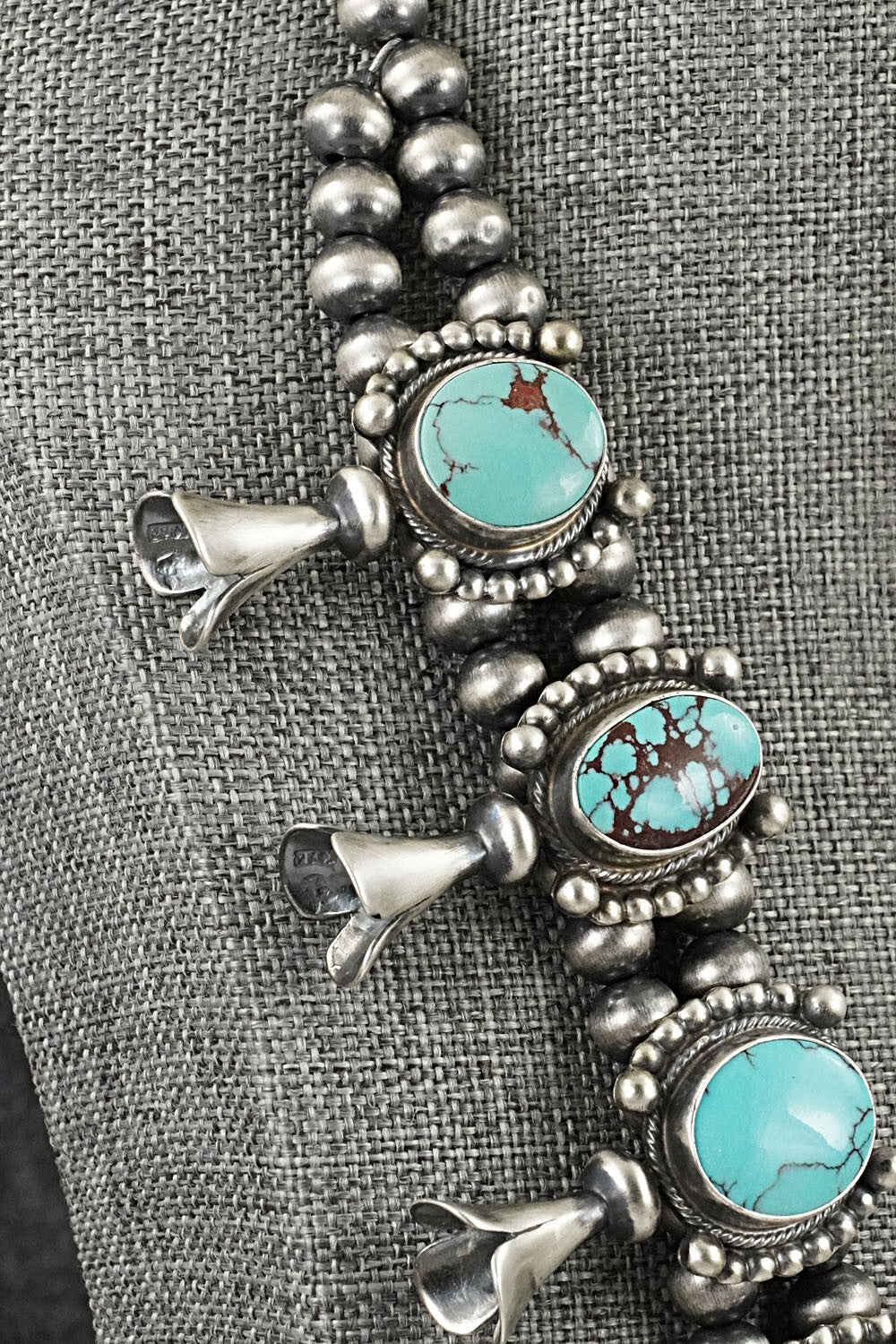 Turquoise & Sterling Silver Squash Blossom Set - Kathleen Chavez
