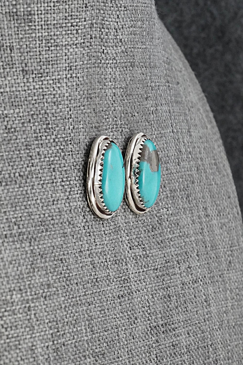Turquoise & Sterling Silver Earrings - Ernest Hawthorne