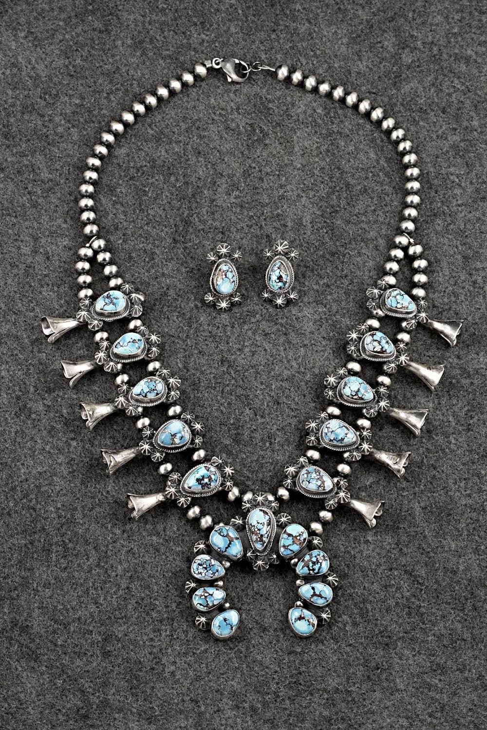 Turquoise & Sterling Silver Squash Blossom Set - Darrin Livingston