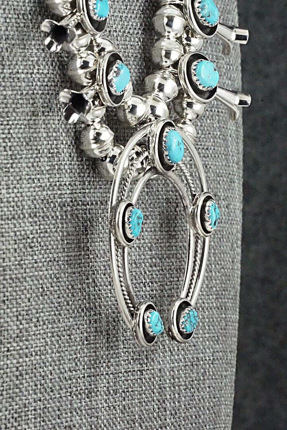 Turquoise & Sterling Silver Squash Blossom Set - Phil Garcia