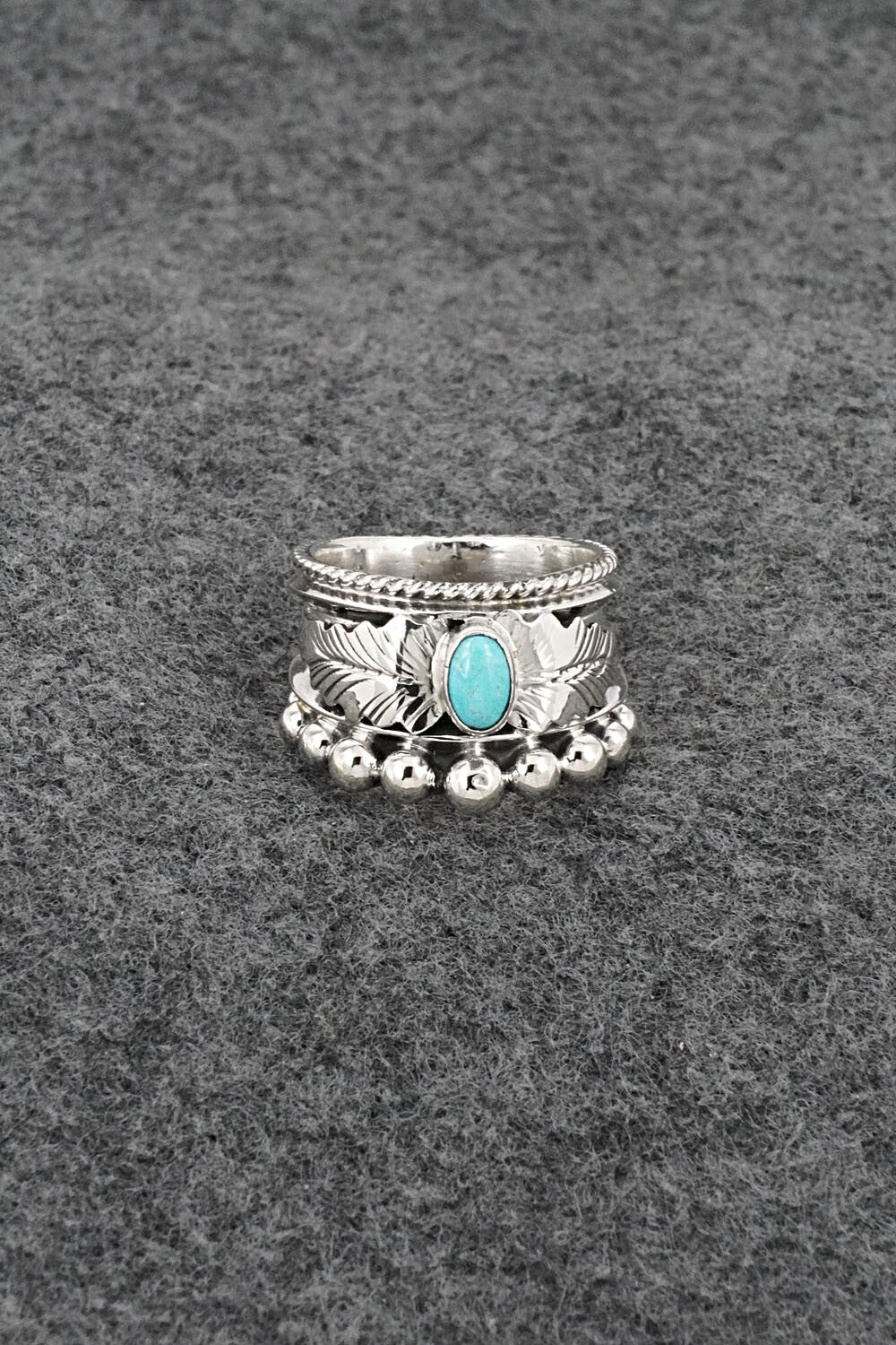 Turquoise & Sterling Silver Ring - Tom Lewis - Size 6.5