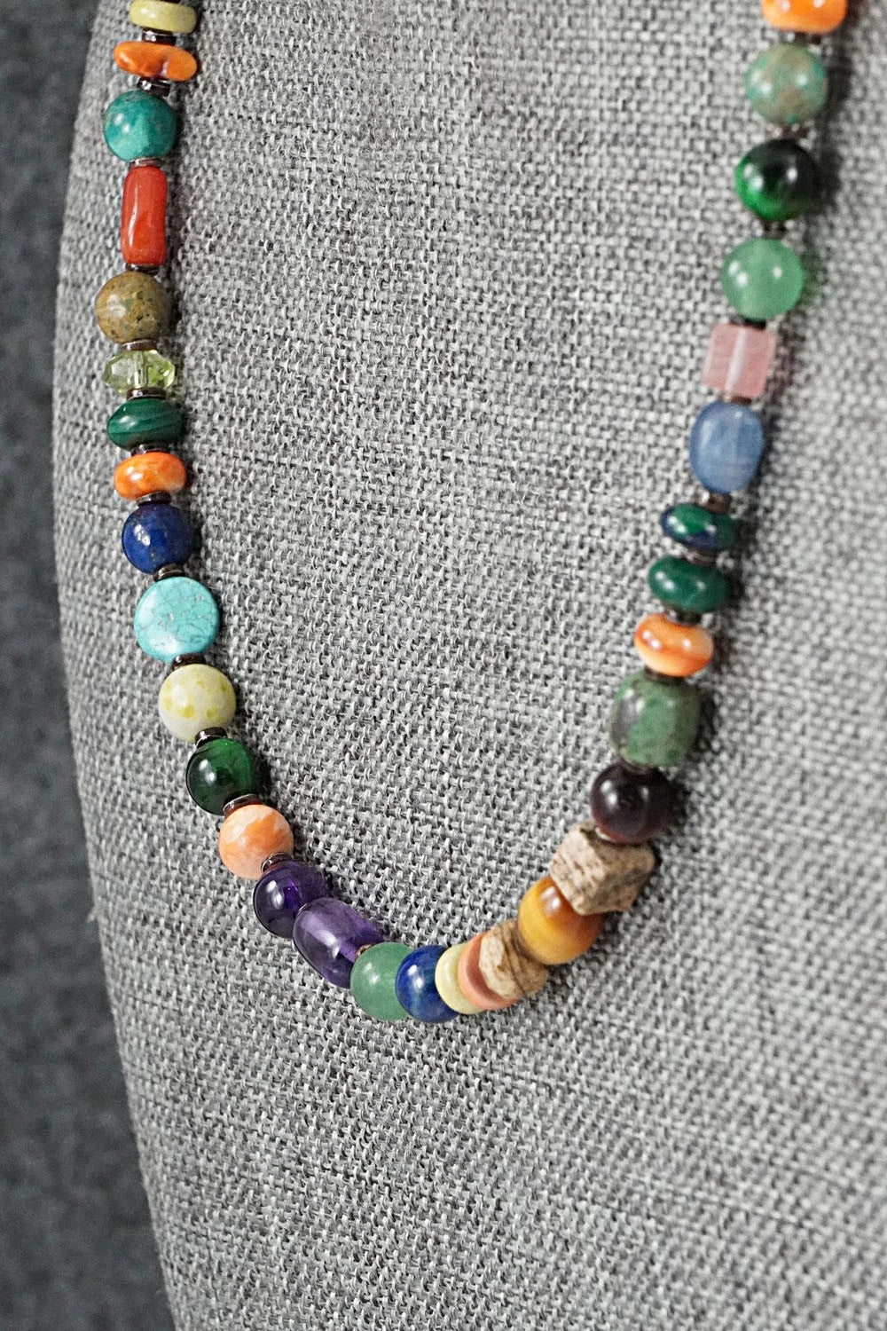 Multi-Stone & Sterling Silver Necklace 18"- Helen Tsosie