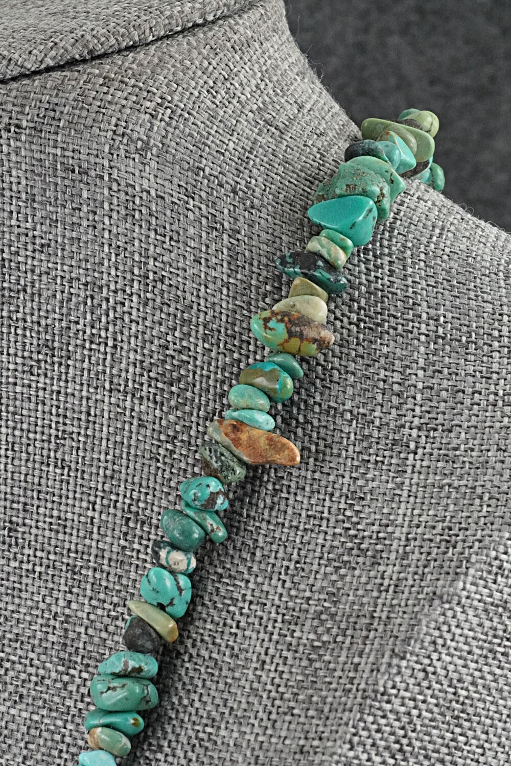 Turquoise & Sterling Silver Necklace 38" - Doreen Jake