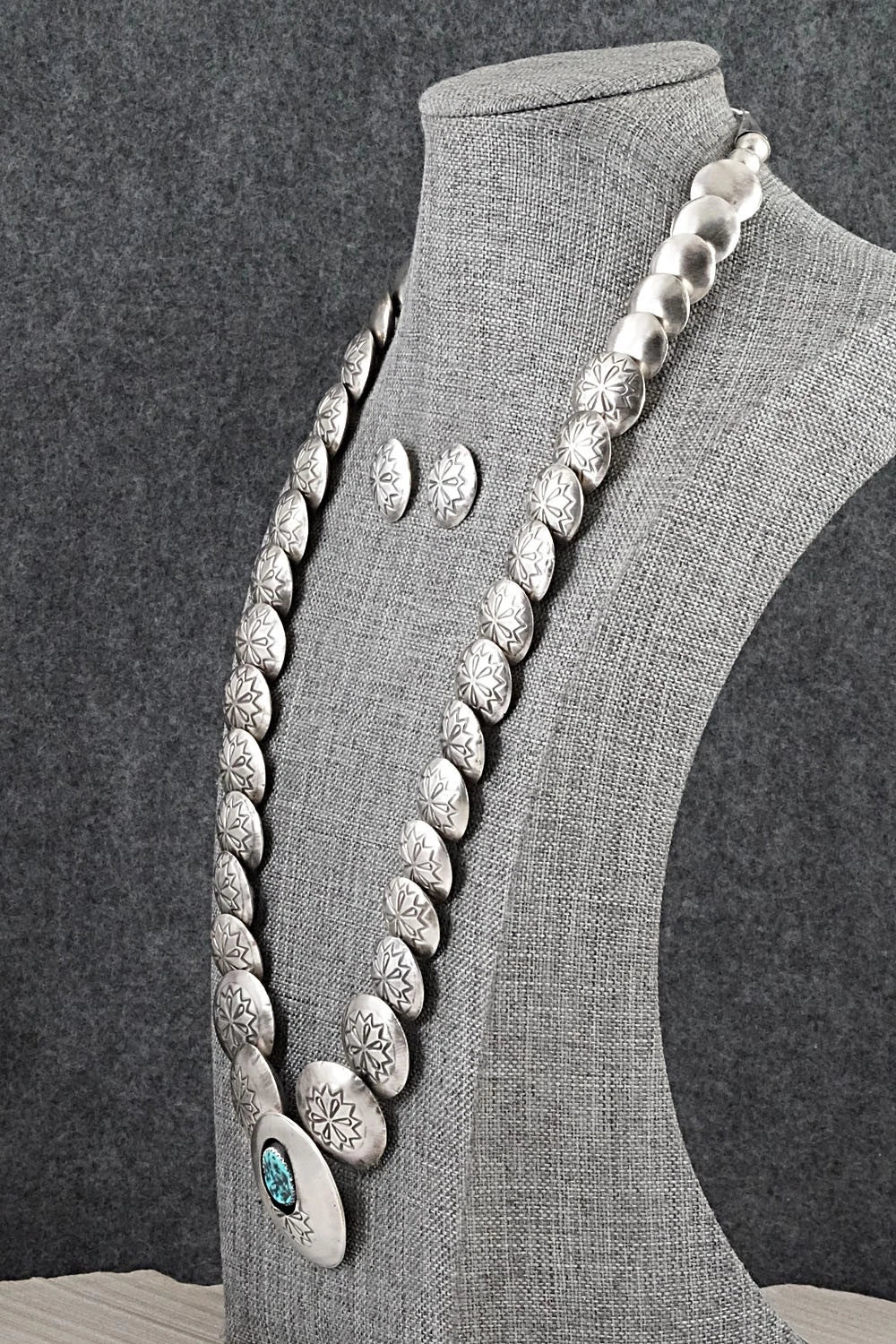 Turquoise & Sterling Silver Necklace and Earrings Set - Tim Thompson