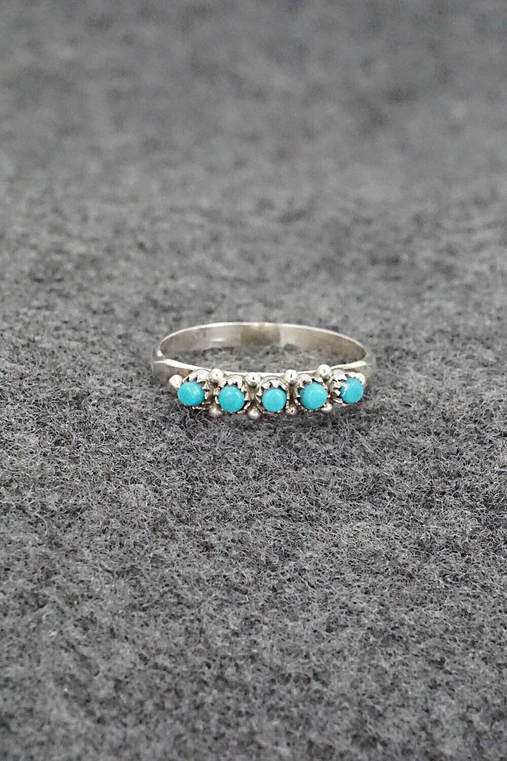 Turquoise & Sterling Silver Ring - April Haloo - Size 8