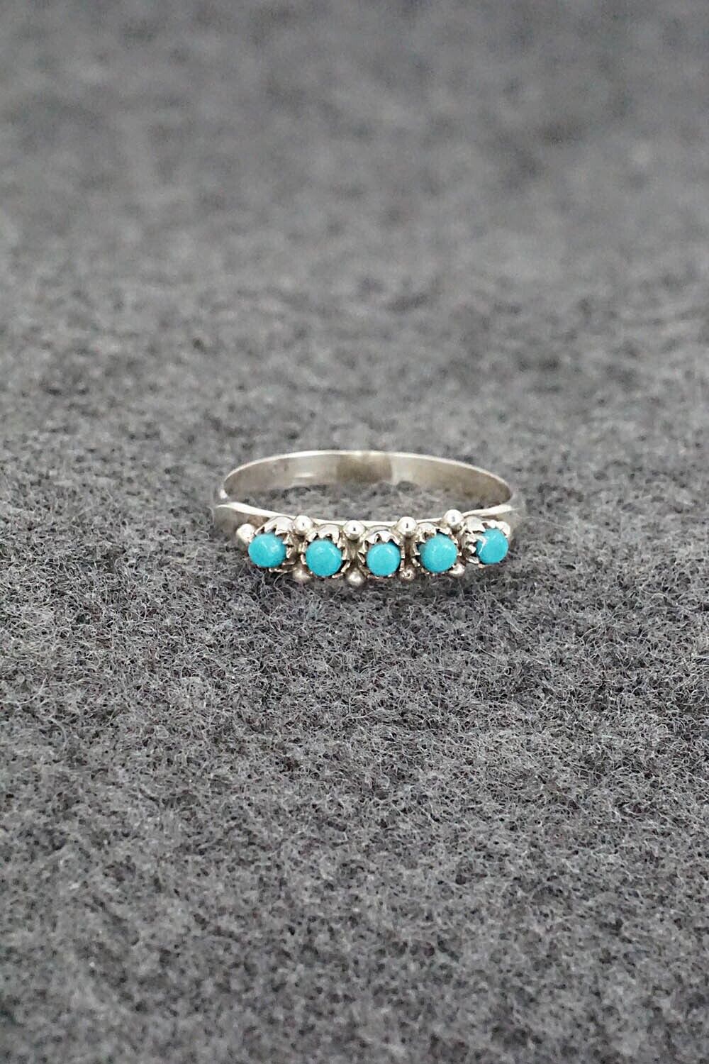 Turquoise & Sterling Silver Ring - April Haloo - Size 7.75