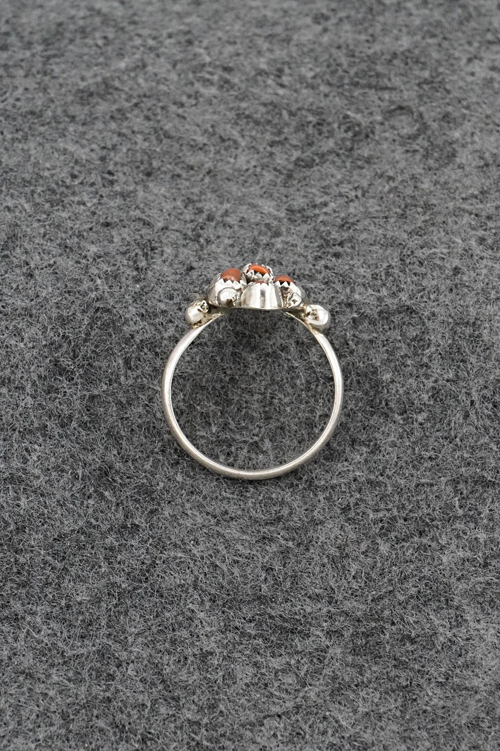 Coral & Sterling Silver Ring - Priscilla Reeder - Size 8