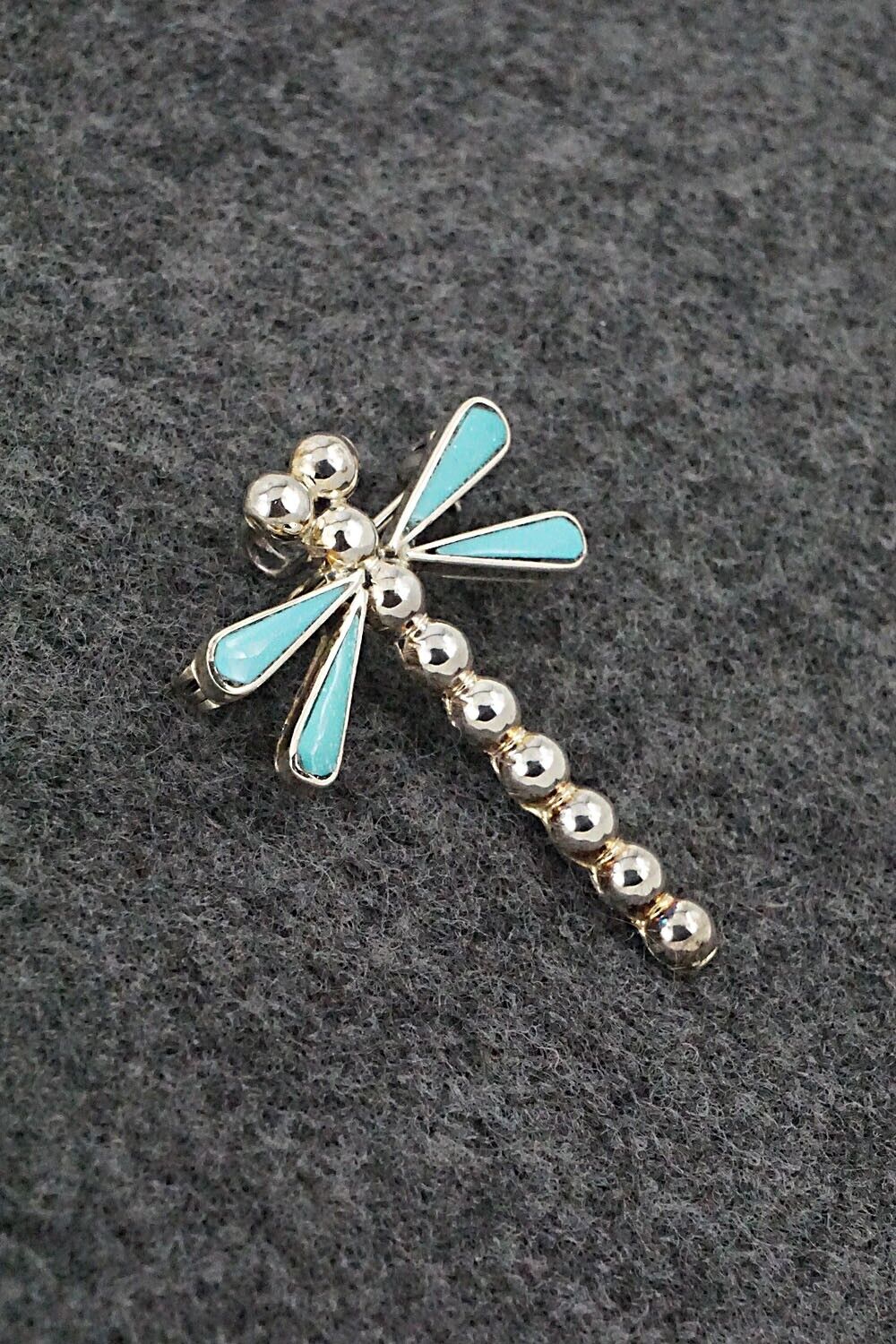 Turquoise & Sterling Silver Pendant/Pin - Emma Edaakie