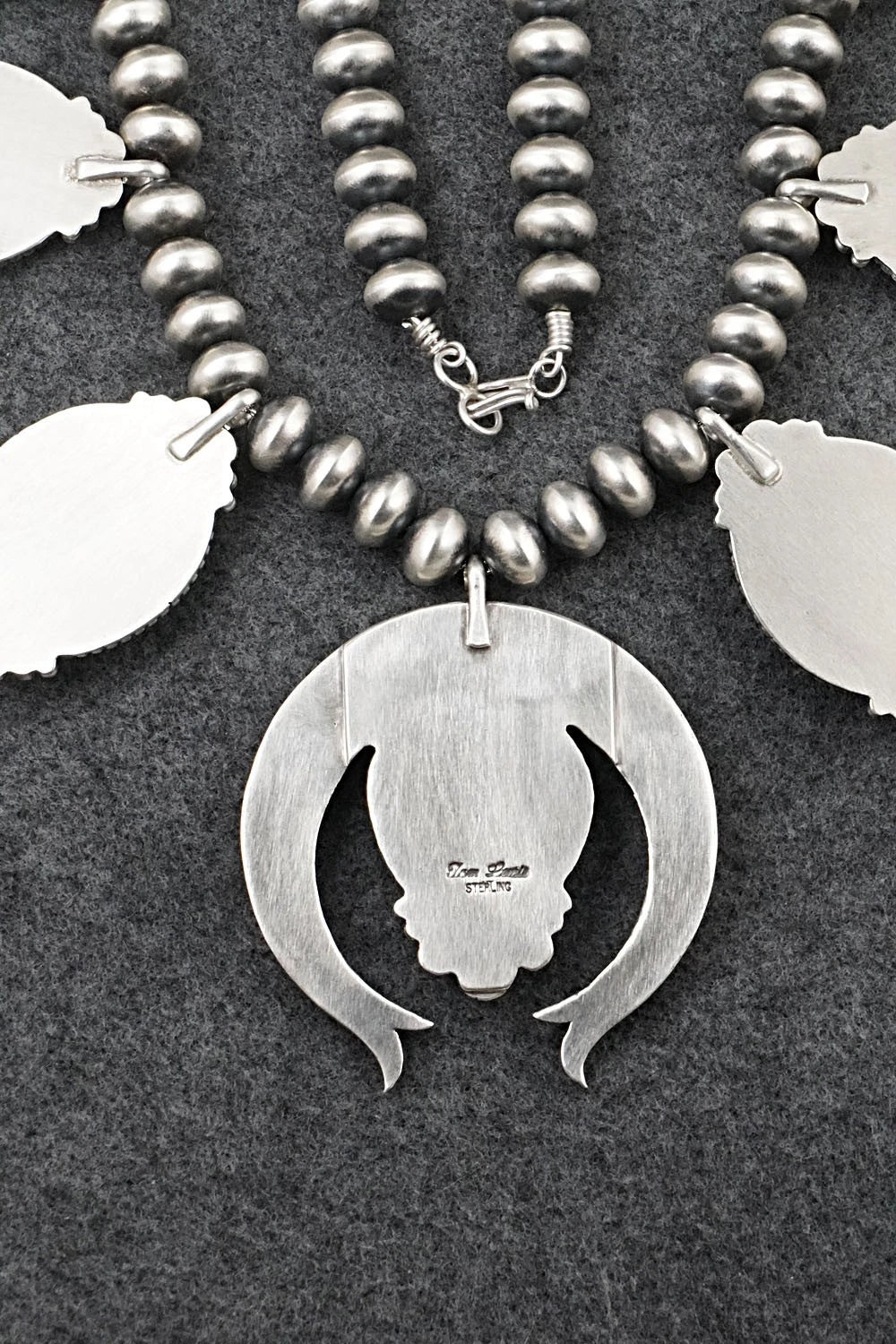Turquoise & Sterling Silver Squash Blossom Necklace - Tom Lewis