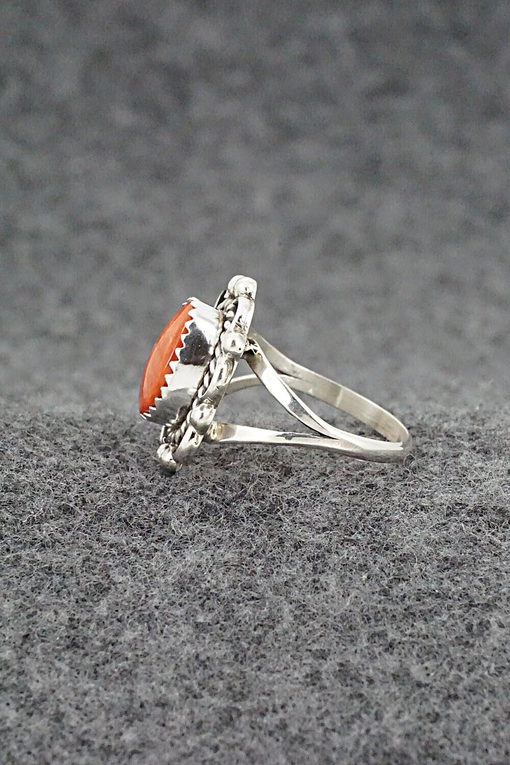 Spiny Oyster & Sterling Silver Ring - Freda Martinez - Size 7