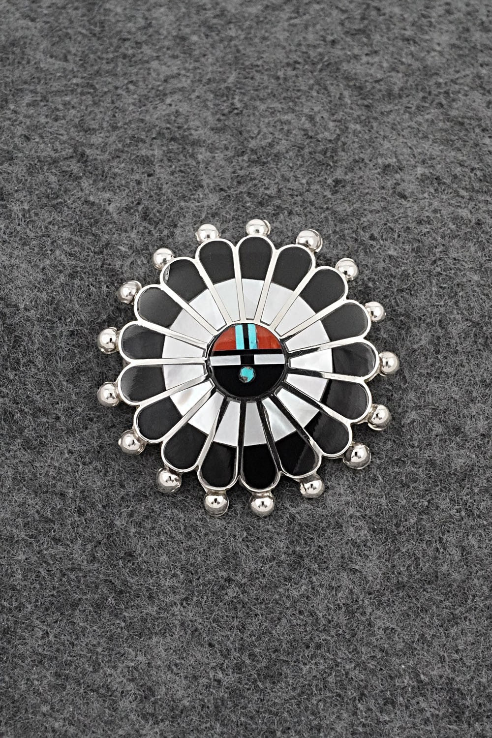 Multi-Stone & Sterling Silver Inlay Pendant/Pin - April Unkestine