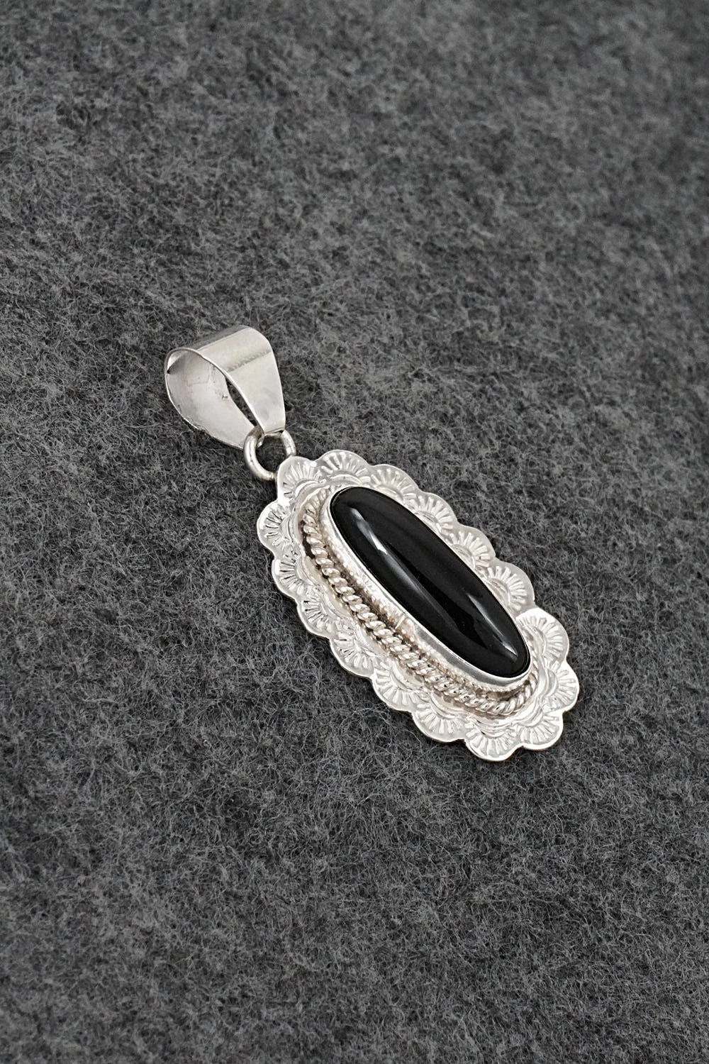 Onyx & Sterling Silver Pendant - Peggy Skeets