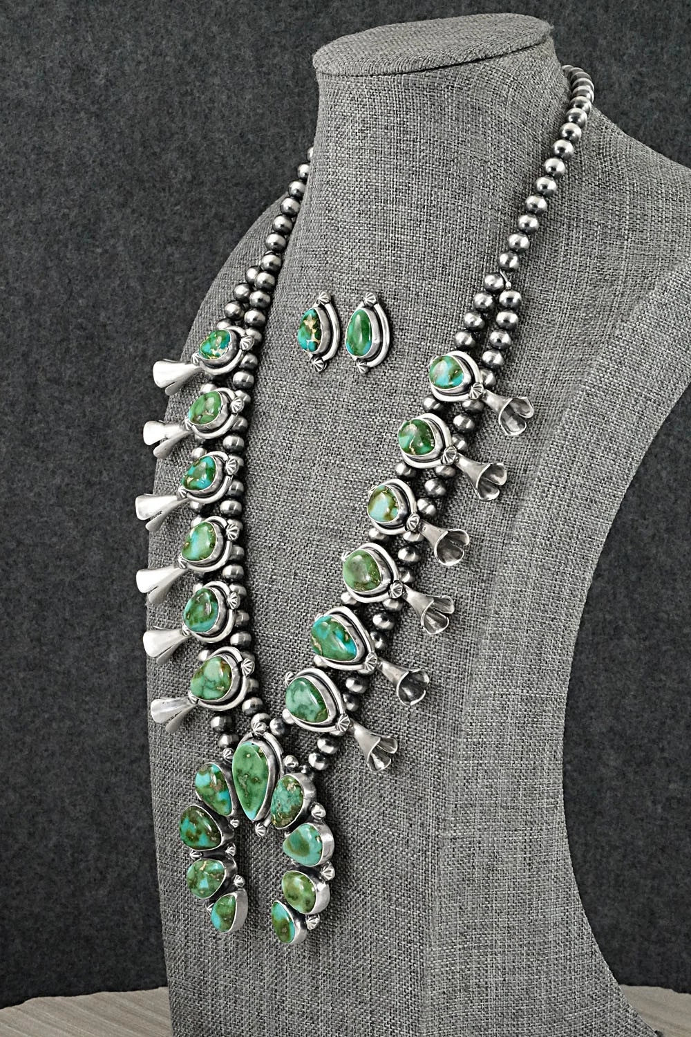 Turquoise & Sterling Silver Squash Blossom Set - Darrin Livingston