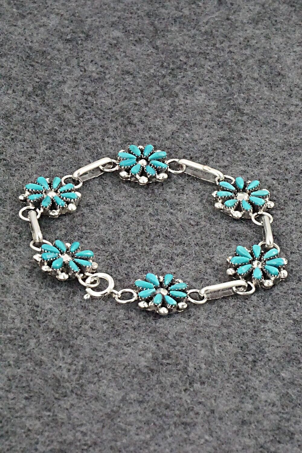 Turquoise & Sterling Silver Link Bracelet - David Leekity