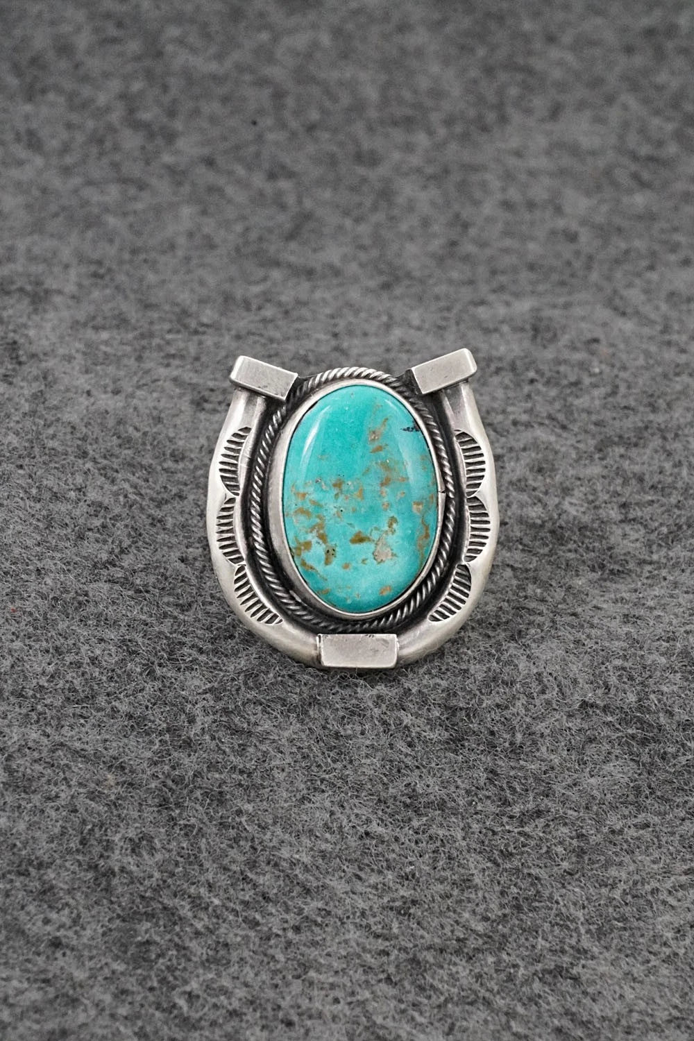 Turquoise & Sterling Silver Ring - Bobby Johnson - Size 8.5