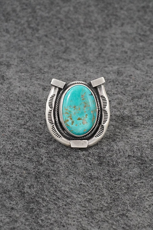 Turquoise & Sterling Silver Ring - Bobby Johnson - Size 8.5