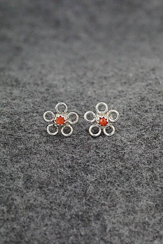 Coral & Sterling Silver Earrings - Sylvia Chee