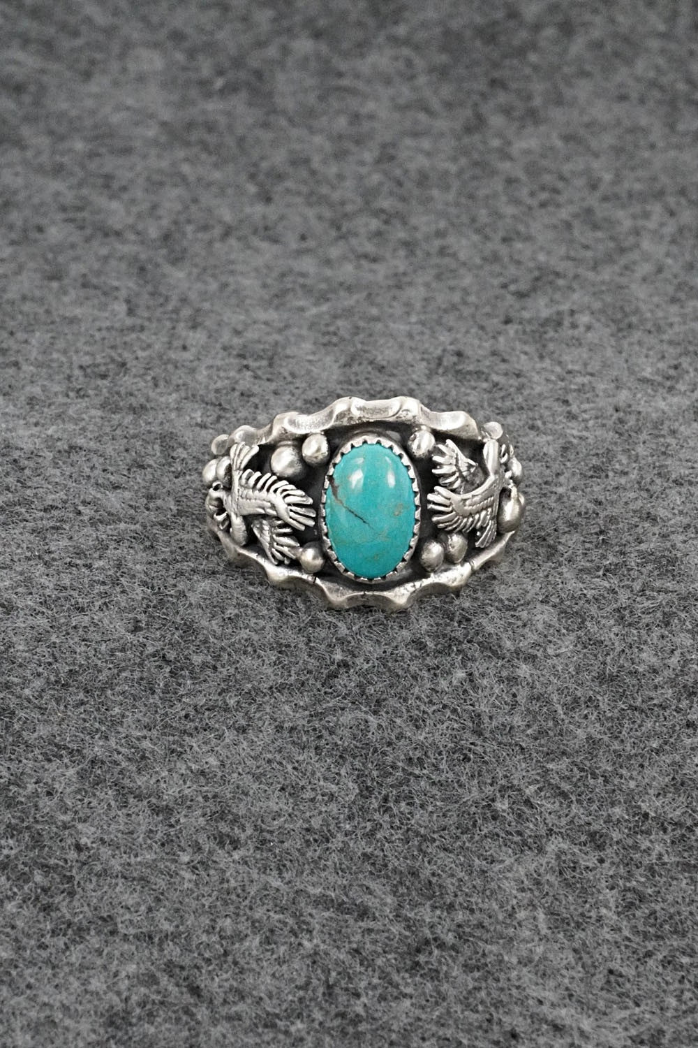 Turquoise & Sterling Silver Ring - Genevieve Francisco - Size 14