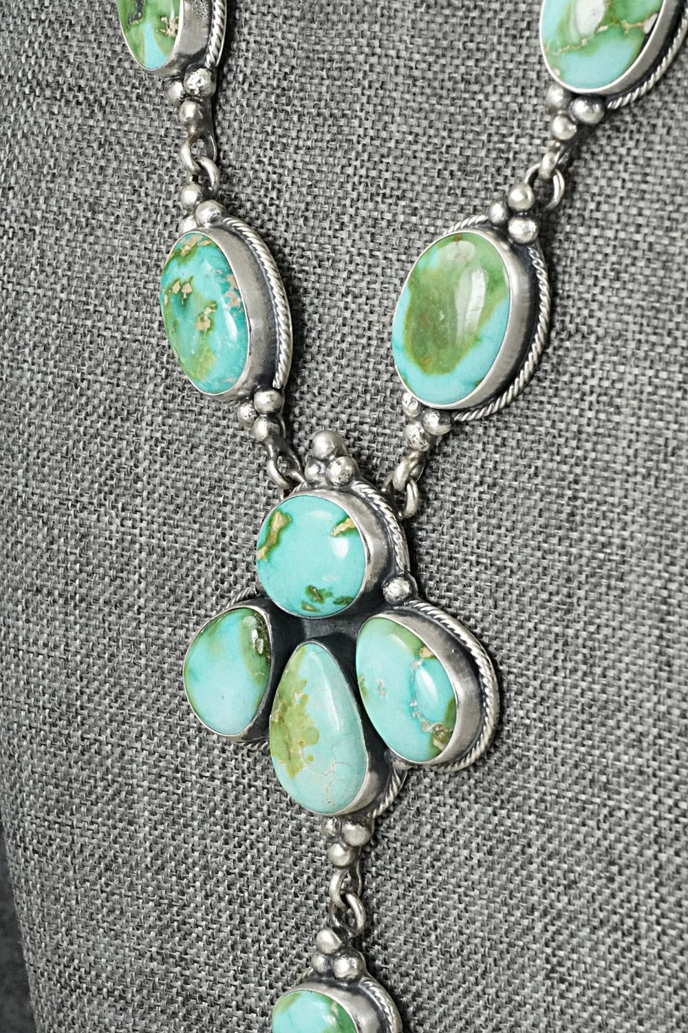 Turquoise & Sterling Silver Necklace and Earrings Set - Darrin Livingston