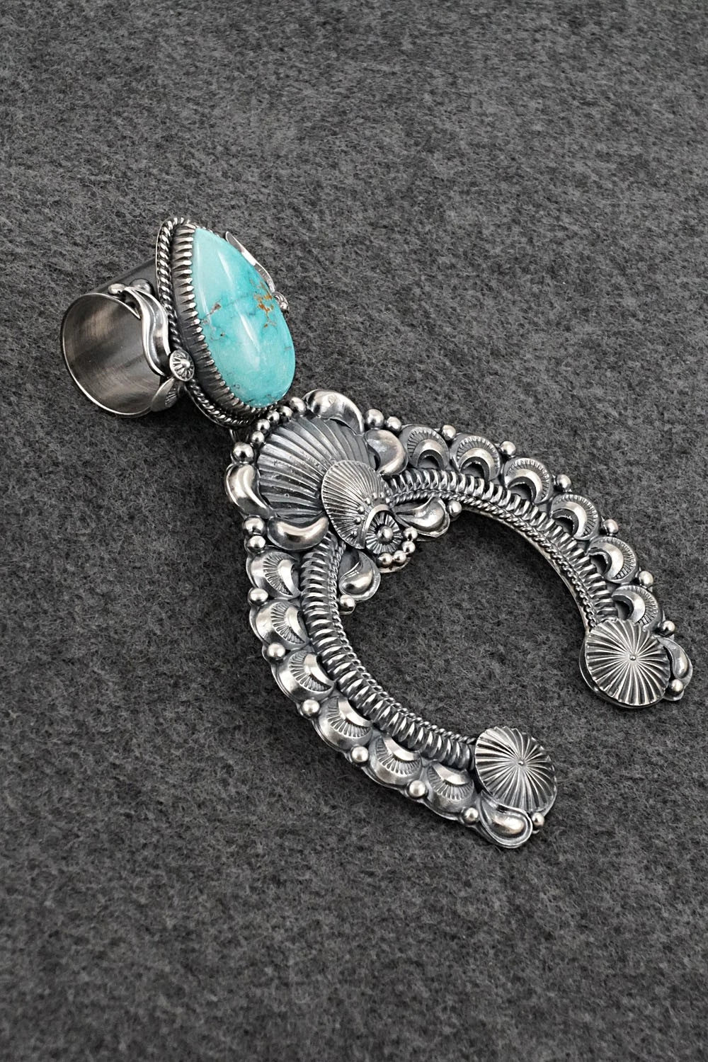 Turquoise & Sterling Silver Naja Pendant - Delbert Gordon