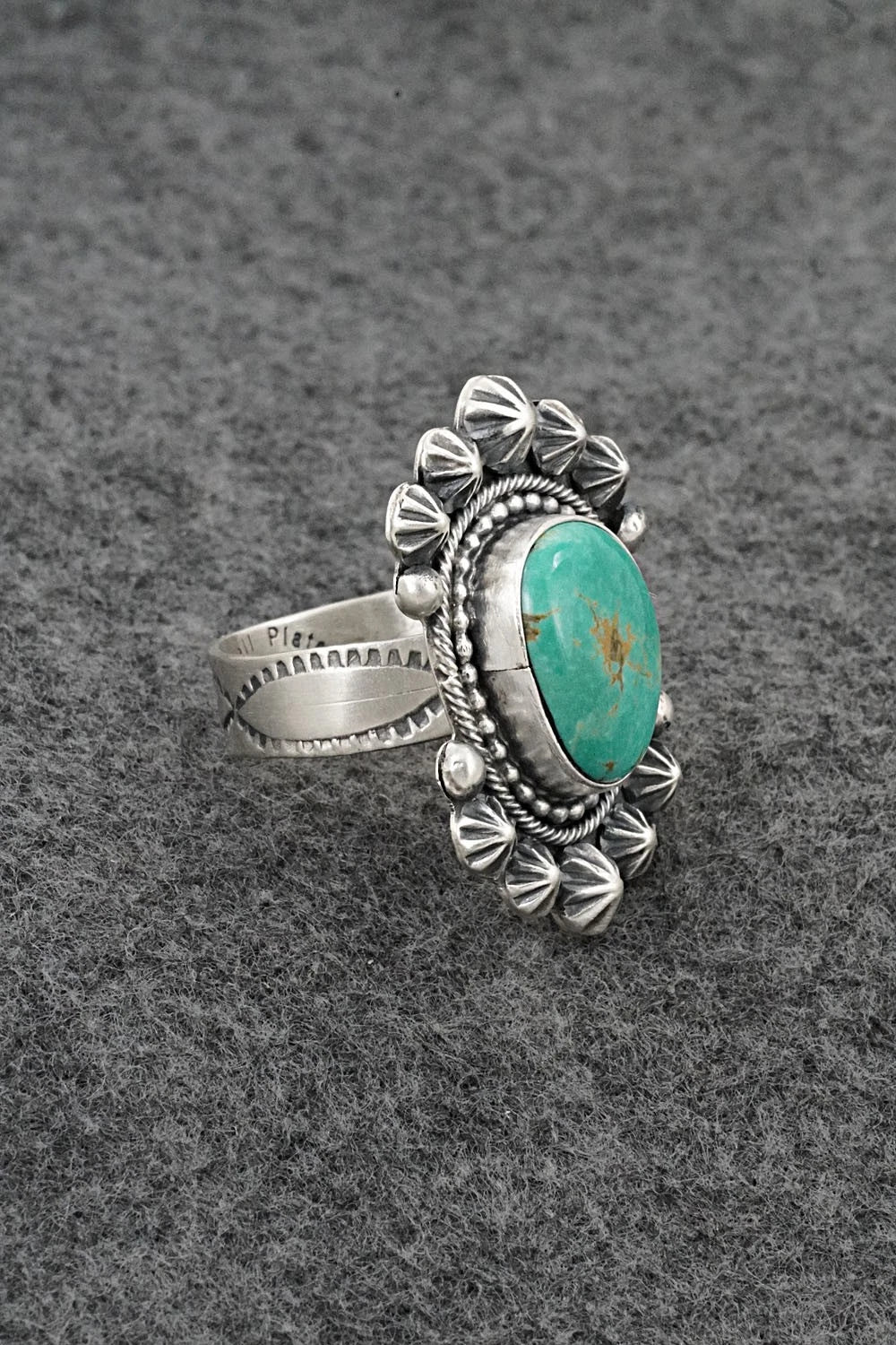 Turquoise & Sterling Silver Ring - Cordell Platero - Size Adjustable