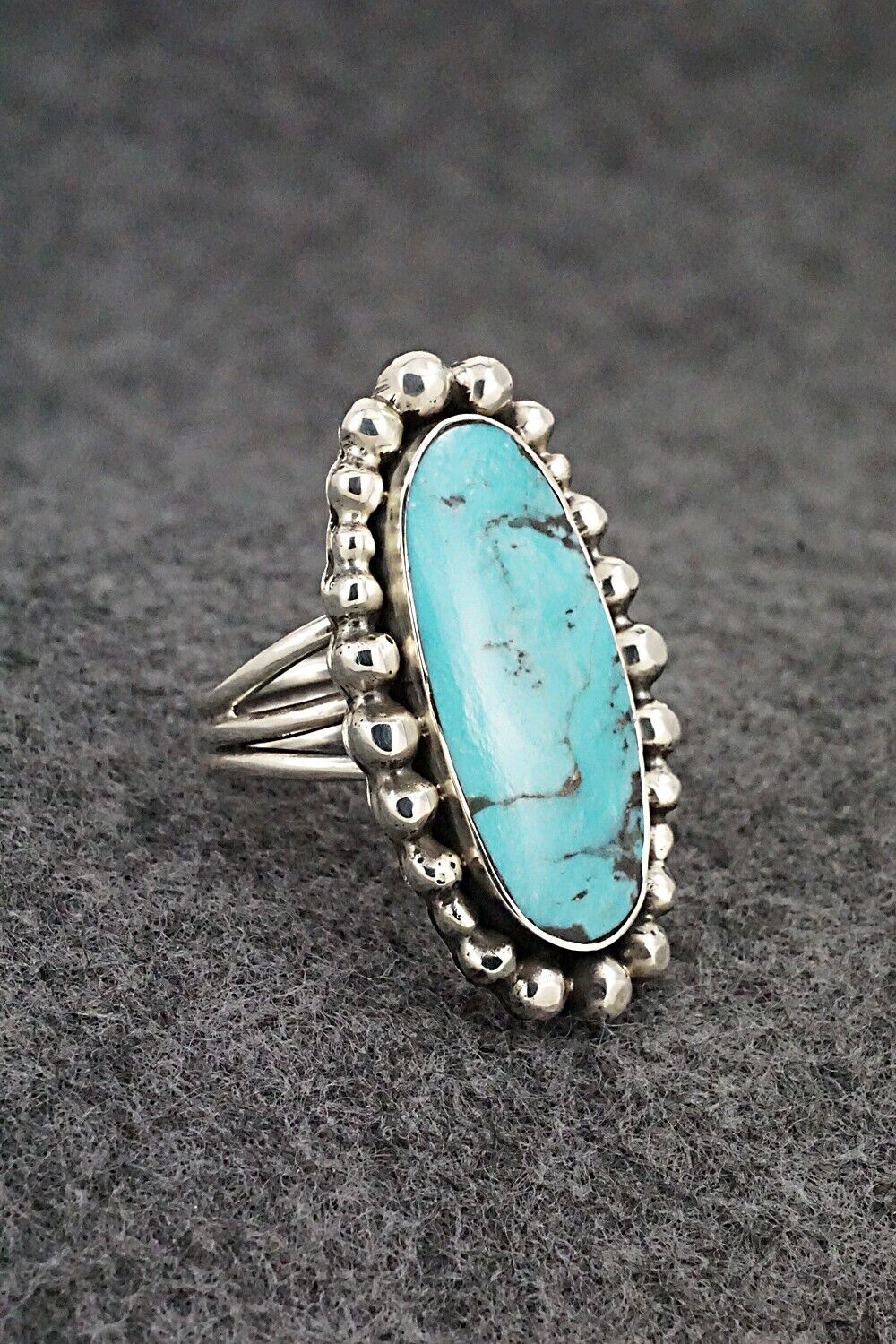 Turquoise & Sterling Silver Ring - Clarence Long - Size 5.5