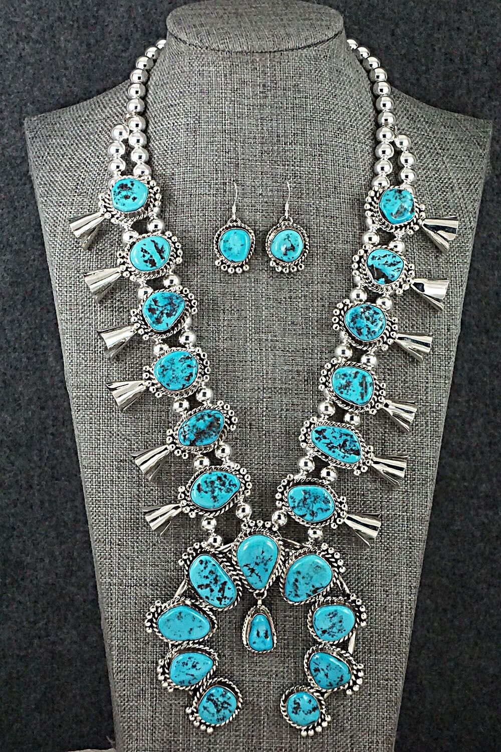 Turquoise & Sterling Silver Squash Blossom Set - Vernon Johnson